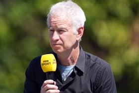 John McEnroe broadcasting for the BBC at Wimbledon