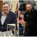 Brian Cowen (left) at the book launch on Friday night, and Shane Lowry. 