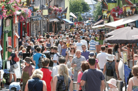 Tourists filling the streets of Galway