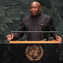 Evariste Ndayishimiye speaking at the UN