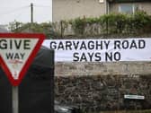 A banner reading 'Garvaghy Road Says No' displayed on the Garvaghy Road