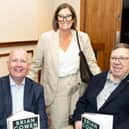 Former Taoiseach Brian Cowen (right) with his wife Mary and author of Brian Cowen: Anatomy of a Taoiseach at the launch of the book in the Tullamore Court Hotel.  Pic: Ger Rogers