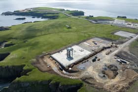 A view from above of the SaxaVord spaceport on Unst