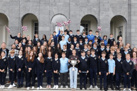 Ellen Power with the cup at Coláiste Éinde
