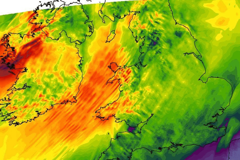 Weather map showing Ireland's weekend forecast