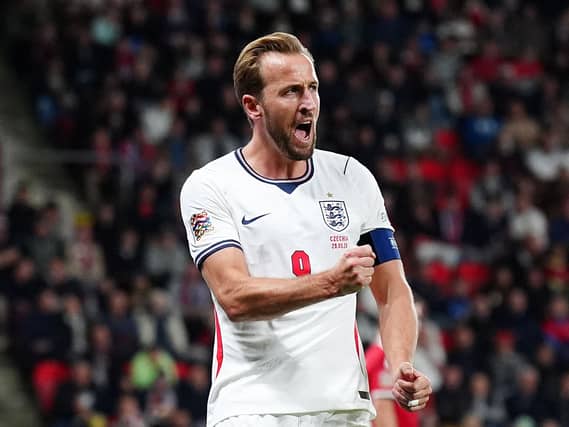 Harry Kane celebrates an England goal