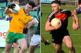 ​Ballinamore Sean O'Heslins' Paul Honeyman (left) and Fenagh St Caillins' Riordan O'Rourke in action during the Connacht Gold Leitrim SFC Semi-Finals - the two will play important roles in next Sunday's County Final in Heartland Credit Union Pairc Sean Mac Diarmada, 3.30 pm throw-in Pictures: Willie Donnellan​