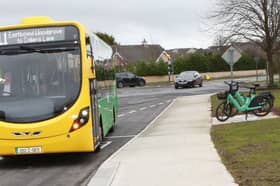 A bus on the Portlaoise town service, operated by the National Transport Authority, launched in February 2025. 