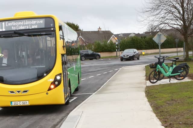A bus on the Portlaoise town service, operated by the National Transport Authority, launched in February 2025.