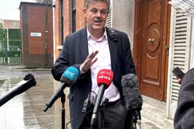 RTE director general Kevin Bakhurst speaking to the media