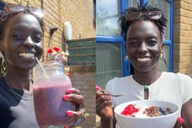 Akuc with her raw vegan meals
