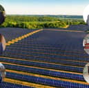 Left from top: Cllr Mark Casey, Cllr Seán Mimnagh, and Cllr Paul Ross    
Main pic: A file shot of a solar farm development. 
Right from top: Cllr Pat O'Toole, Cllr Martin Skelly, and Cllr Mick Cahill 