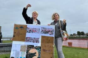 L-R: Joey Mason cartoonist from Los Angeles and Margaret Nolan curator of the Galway Cartoon Festival