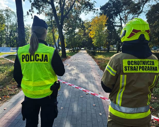 Police outside a school in Poland