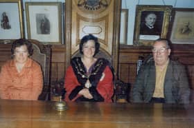 The late Patricia O'Sullivan (nee Keeley), with her parents Bessie and George, in 1976  when she became the first woman to be elected Mayor of Clonmel