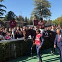 Maltese Cross with William Haggas (right) at ParisLongchamp