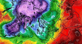 Weather map showing surprising change for the week
