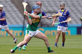 Leitrim's Joe Murray in action against Longford in the Lory Meagher Cup Final - the Leitrim captain has been named on the GAA's Champion 15 Team of the Year for hurling's Christy Ring, Nickey Rackard and Lory Meagher Cup competitions Picture: Syl Healy