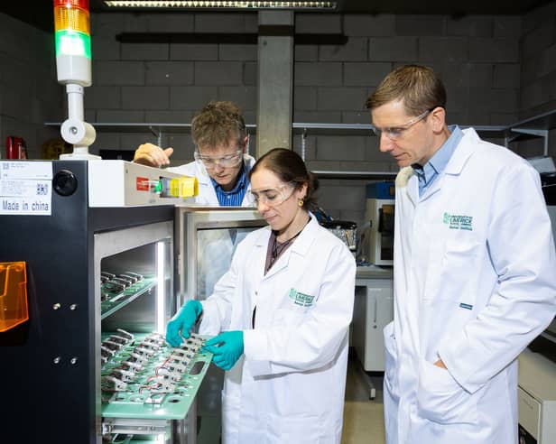 UL's Professor Maurice Collins, Head of Research and Innovation in the School of Engineering, Judith Miralda-Jalle, PhD researcher in materials science and engineering, and Tadhg Kennedy, Associate Professor in the Department of Chemical Sciences PICTURE:ALAN PLACE