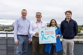 Mayor of Limerick John Moran with Michele Roys, Facial Pain Association Awareness Ambassador for Ireland, Anthony Roys, director of APHS, and Tommy Cronolly, Assistant Staff Officer Limerick City and County Council  PICTURE:HELEN O’CALLAGHAN