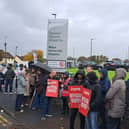 Public sector workers on the picket line outside Mayo University Hospital