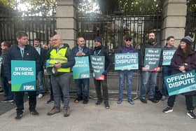 Oireachtas staff staging a strike outside Leinster House