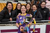 Laura Dunne with family after St Brigid's were crowned Leinster champions in 2024