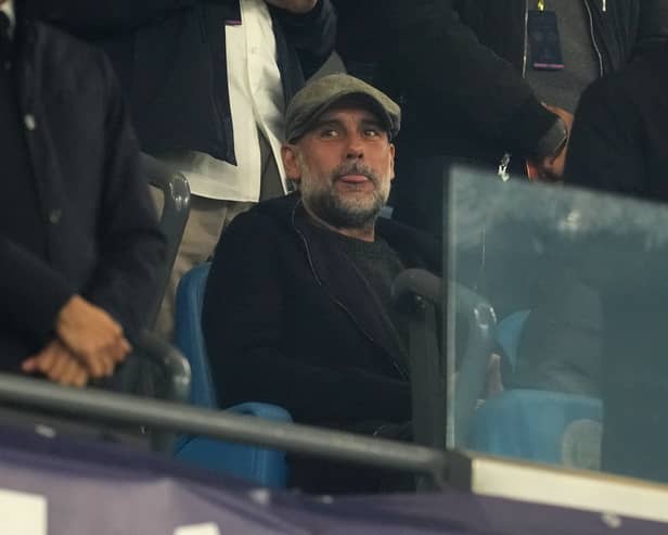 Former Manchester City manager Pep Guardiola in the stands