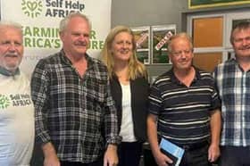 Ronan Scully, Self Help Africa,  donor Paddy Delaney, Coolagh, Clonaslee, Ciara Tallon, Self Help Africa,Pat Mahon, event organiser and OPackie Delaney, Coolagh, donor pictured at the fundraiser