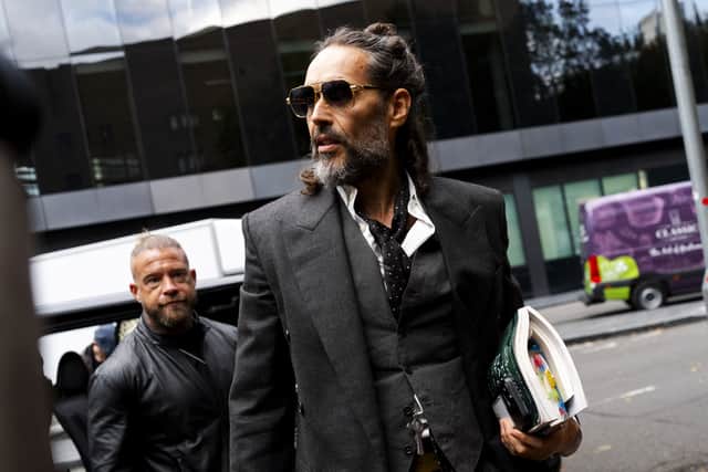Russell Brand arriving at Southwark Crown Court, London (Jordan Pettitt/PA)