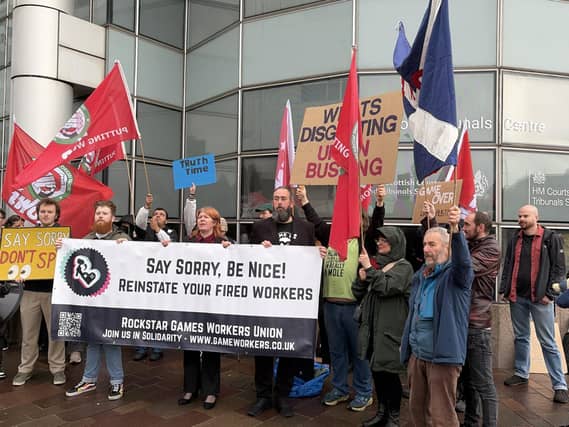 Former Rockstar Games employees rally