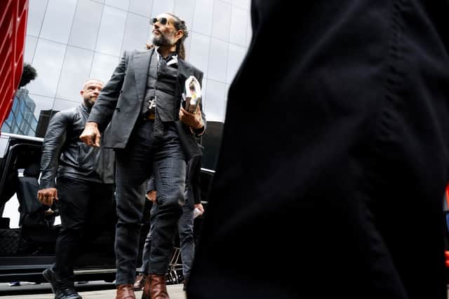 Russell Brand arriving at Southwark Crown Court, London (Jordan Pettitt/PA)