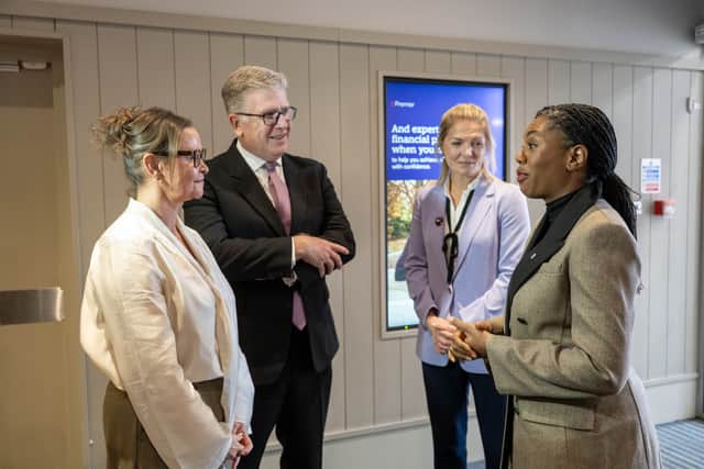 Kemi Badenoch and shadow Scotland secretary Harriet Cross during a visit to Bank Accelerator Edinburgh (Lesley Martin/PA)
