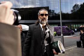Russell Brand arriving at Southwark Crown Court on Thursday