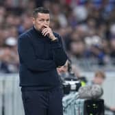 Crystal Palace’s head coach Pierre Sage looks on during the Europa League opening phase soccer match between Lyon and Crystal Palace in Lyon, France,