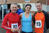 Johnny McCabe and Brian Cafferty (Setanta Club), with Orla McAdam (The Apprentice), are ready for the Felda/Setanta 10k