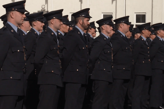 The Garda trainees at today's passing out ceremony in Templemore