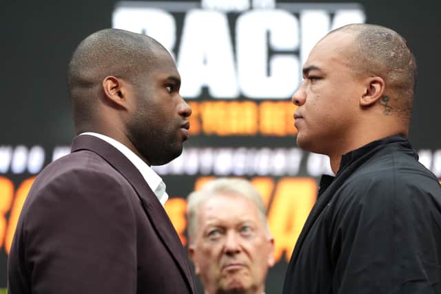 Daniel Dubois, left, and Fabio Wardley clash on Saturday at the O2 (Adam Davy/PA)