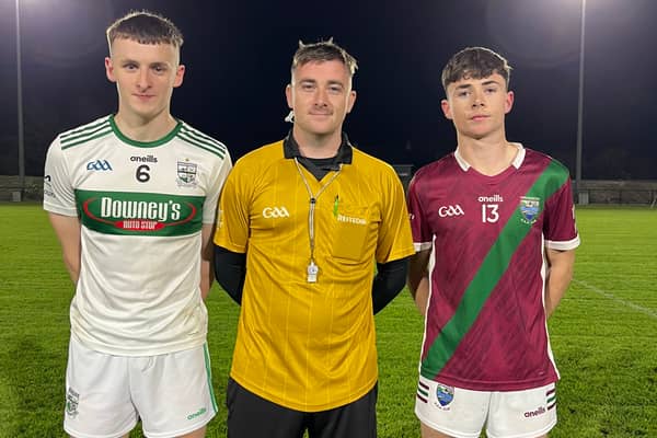 Captains Ben O'Connor and Ben McCann with referee Colin Bailey