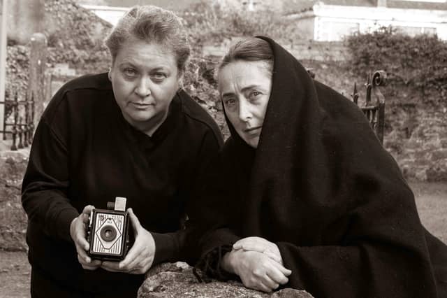 Backroom drama group actors, Caroline Healy-O'Connor and Sheila Nix pictured during a group photo shoot during preparations for their Abbeyfeale performances on Friday and Saturday nights at 8pm nightly. PICTURE: JOHN REIDY