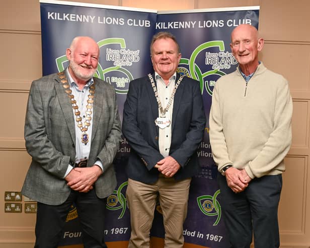 Pat Cahill, President of Kilkenny Lions Club; Cathaoirleach Joe Malone and special guest Brian Cody  