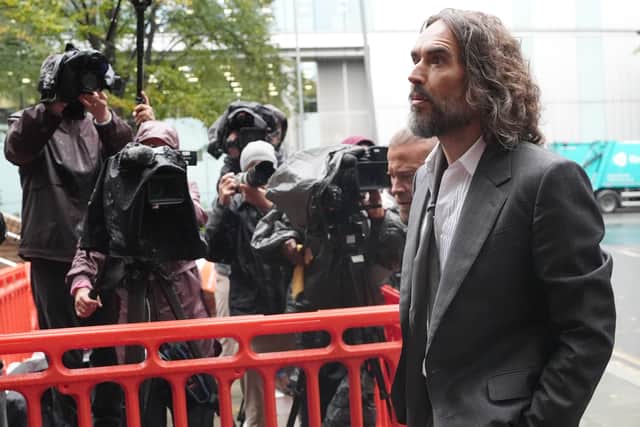 Russell Brand arriving at Southwark Crown Court, London (Jonathan Brady/PA)