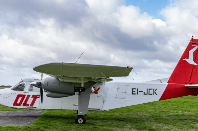 The plane ‘EI-JCK’ bought by Aer Arran owner Peter McKenna in honour of his son Jack flew over University Hospital Galway where Jack was being cared for before his death.