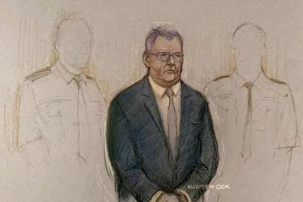 Court artist sketch of Jeffrey Donaldson in court