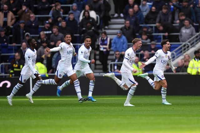 Chelsea’s Pedro Neto (right) celebrates scoring (Mike Egerton/PA)