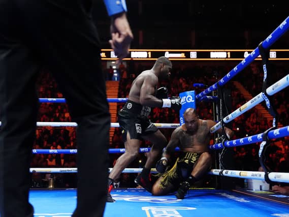 Fabio Wardley (right) is knocked down