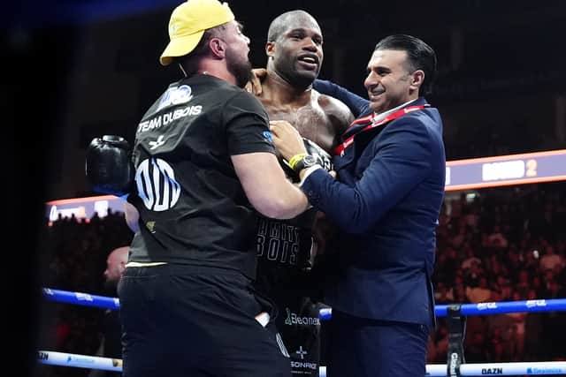 Daniel Dubois celebrates after winning (Nick Potts/PA)