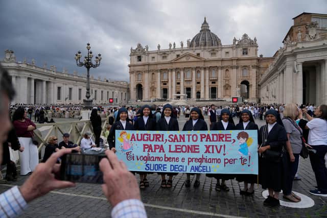Nuns gather in St Peter’s Square at the Vatican (Gregorio Borgia/AP)