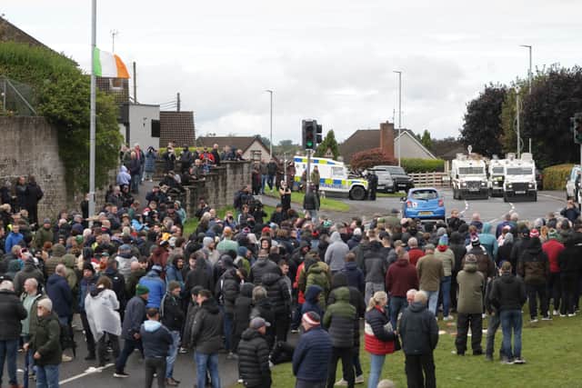 Protesters blocking the Garvaghy road in Portadown (Peter Morrison/PA)