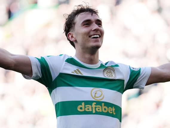 Callum Osmand celebrates scoring for Celtic